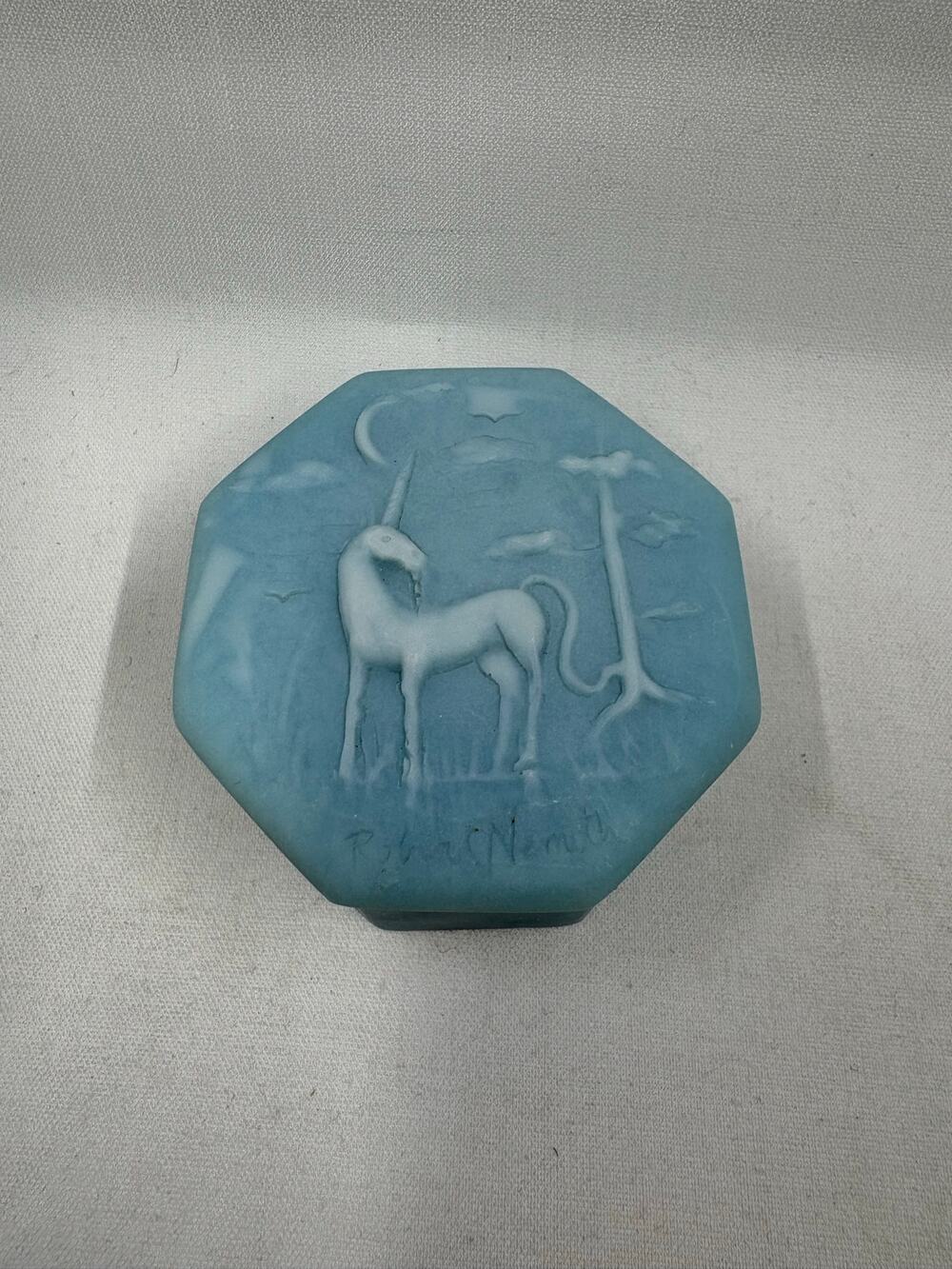 Vtg Robert Nemith  Unicorn Soapstone Tinket Box